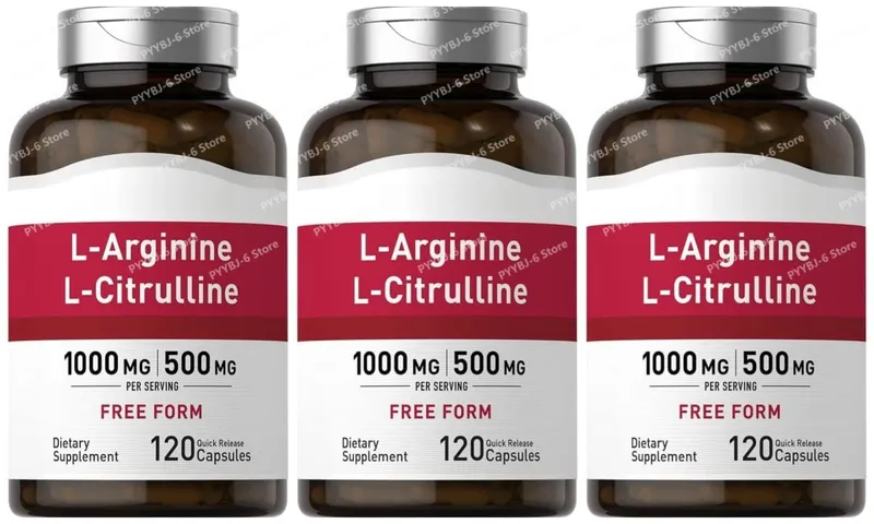 L-Arginine L-Citrulline Capsules 1000mg/500mg Free Form Amino Acid Supplement for Fitness Support & Active Lifestyle 120 Ct