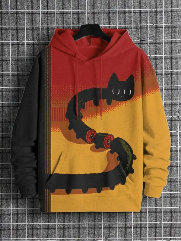 2026 Men's Hoodies Funny Hip Hop Black Cat DJ Art UFO 3D Printed Sweatshirt Men Women Tracksuit Oversized Casual Street Y2k Coat