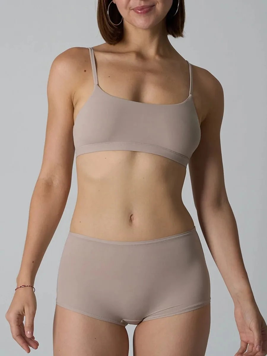 Seamless Adjustable Strap Sports Bra and Low Waist Boxer Set for Women Solid High Elasticity Casual Home Lingerie