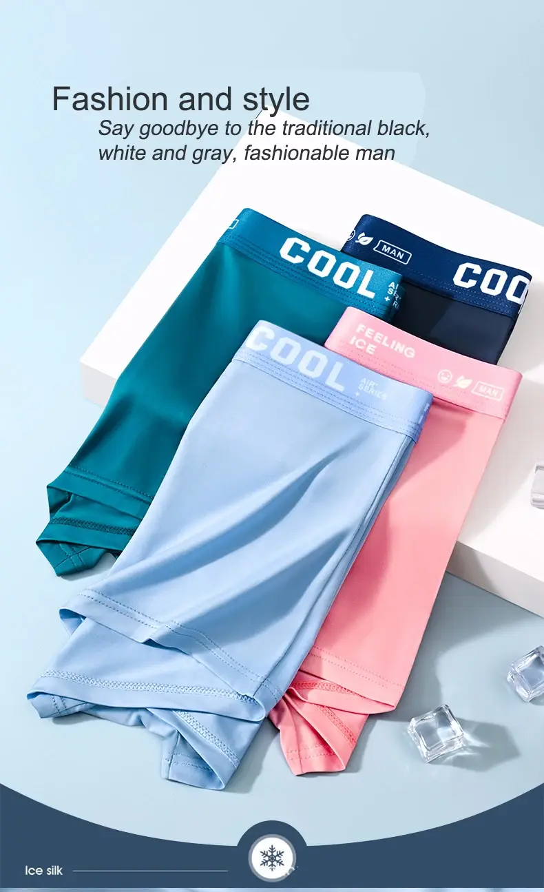 Boxers Ice Silk Man Underwear Graphene Men Underpants Breathable Comfortable Men's Panties Ultrathin Shorts Trunk Plus Size 6XL
