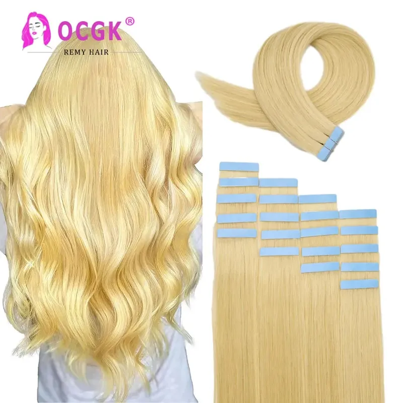 12A Tape In Hair Extensions 100% Remy Human Hair Pre-taped Skin Weft Adhesive Strips For Women Salon Use High Quality 14-22 Inch
