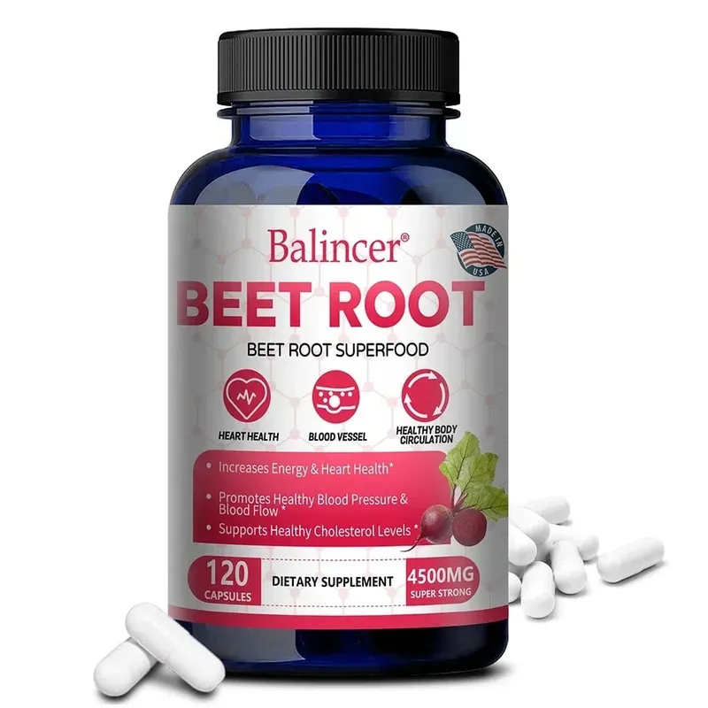 Beetroot Capsules 2500mg Support Daily Blood Circulation Cardiovascular Wellness Physical Endurance & Immune Balance