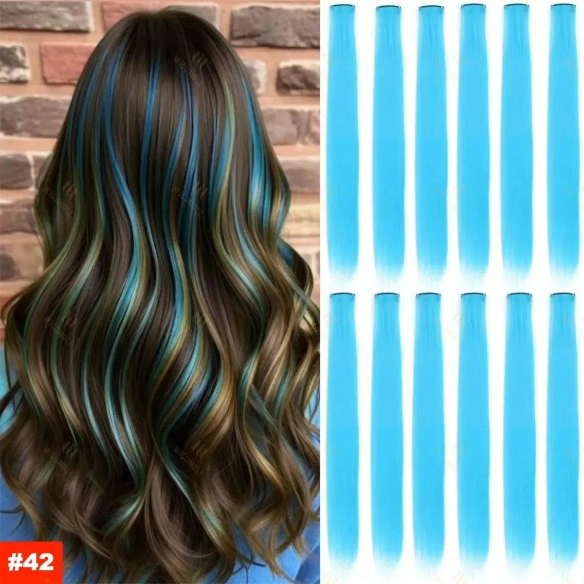 1 5 11 Pçs/lote Grampo em Extensões de Cabelo Multi-Cores Destaques Cabelo Sintético 22 polegada Rainbow Hairpieces para Meninas Mulheres 2030 — image 12