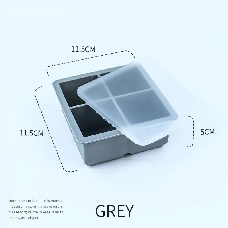 Silicone Large Ice Molds 2 Inch Big Ice Cube Trays with Removable Lid BPA-Free Easy Release and Stackable Flexible Ice Cube Tray