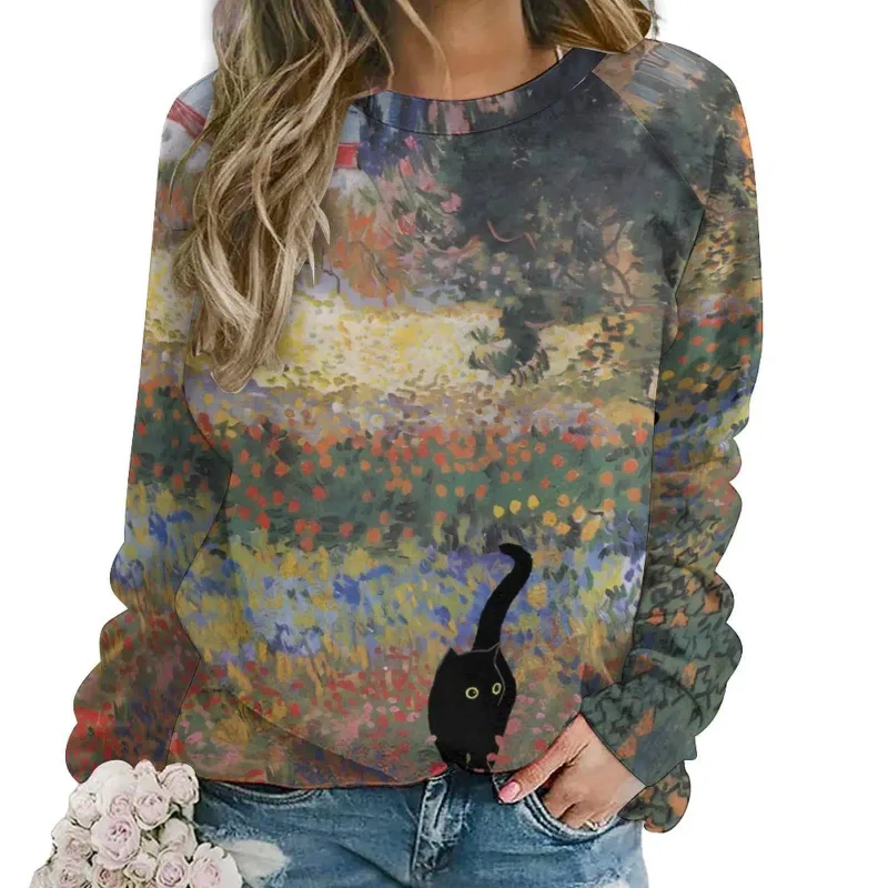 Fashion Butterfly flowers Women round-neck sweatshirt 3D Print Streetwear Autumn Y2k Sweatshirts Pullovers Woman Clothing Tops