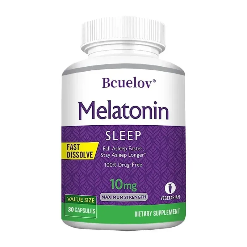 Melatonin 10mg Capsules - Relieves Insomnia Promotes Sleep Quality Prolongs Sleep Time Relaxes The Mind 120 Capsules