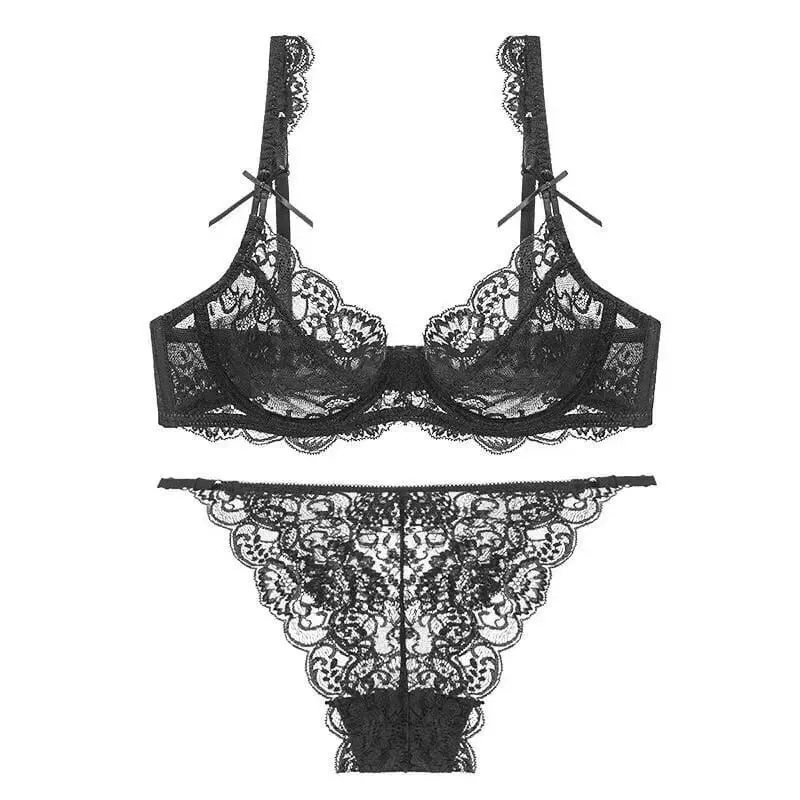 Romantic Atmosphere Lace Minimizer Bra Ultra Thin Sponge Free Wirefree Women Seamless Full Coverage Bust Push Up Set BANERDANNI