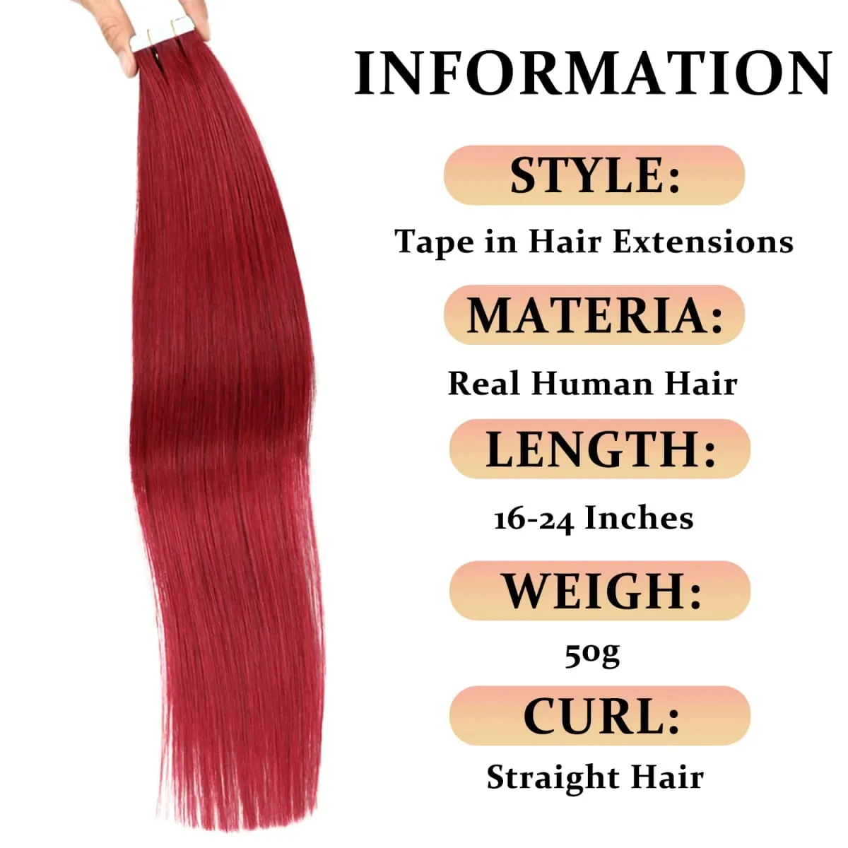 Tape in Hair Extensions Human Hair Silky Straight Tape ins Human Hair Extensions 20 Pcs/Pack Real Human Hair Tape in Extensions