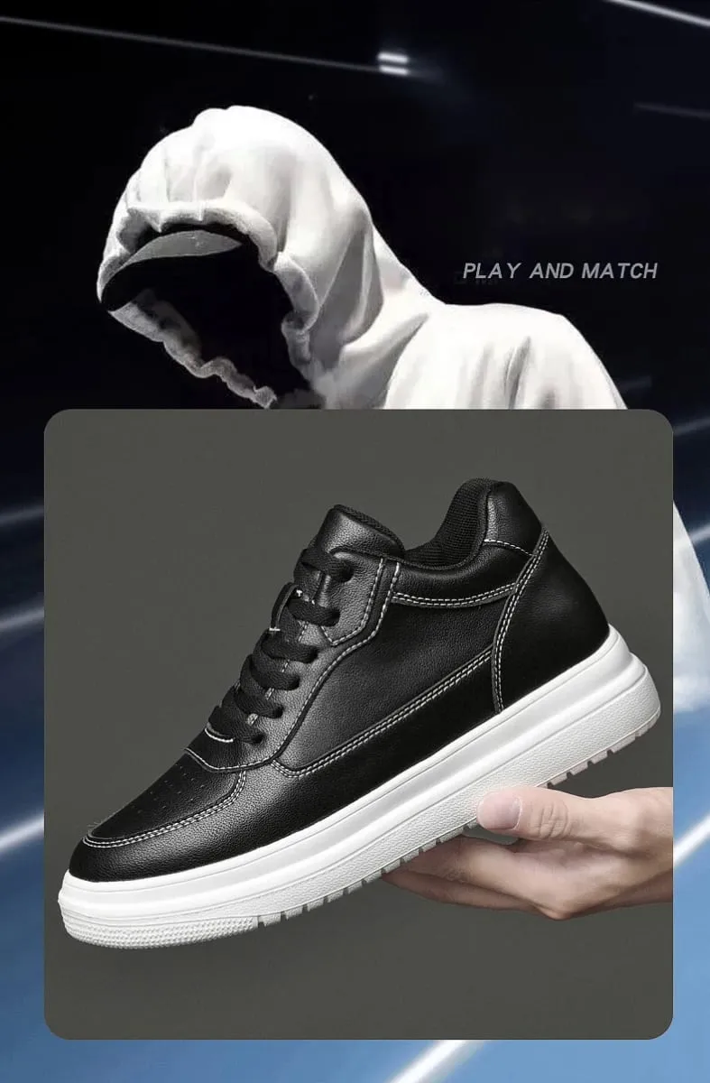 High Quality Men Sneakers Elevator Shoes for Men Fashion Casual Shoes Comfortable Leather Sports Shoes Height Increase 6/8/10cm