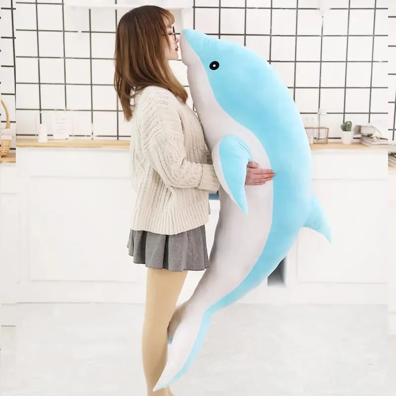 Children Dolphin Pillow Doll Sleeping On Bed Girl Doll Birthday Gift Ocean World Plush Toy for Kids Large Doll Peluches Gifit