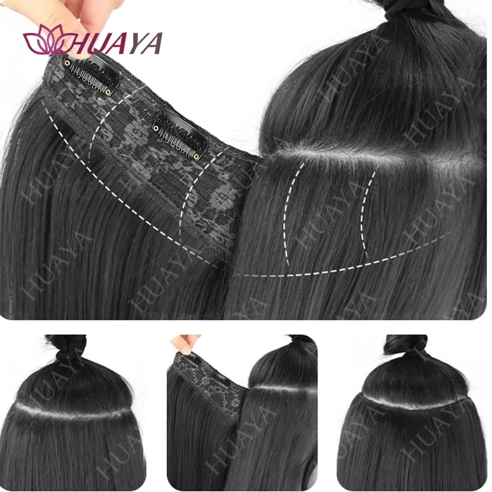 Grampo em extensões de cabelo 20 "extensão de cabelo de uma peça longo ondulado em camadas penteados naturais macios sintéticos postiços para mulher