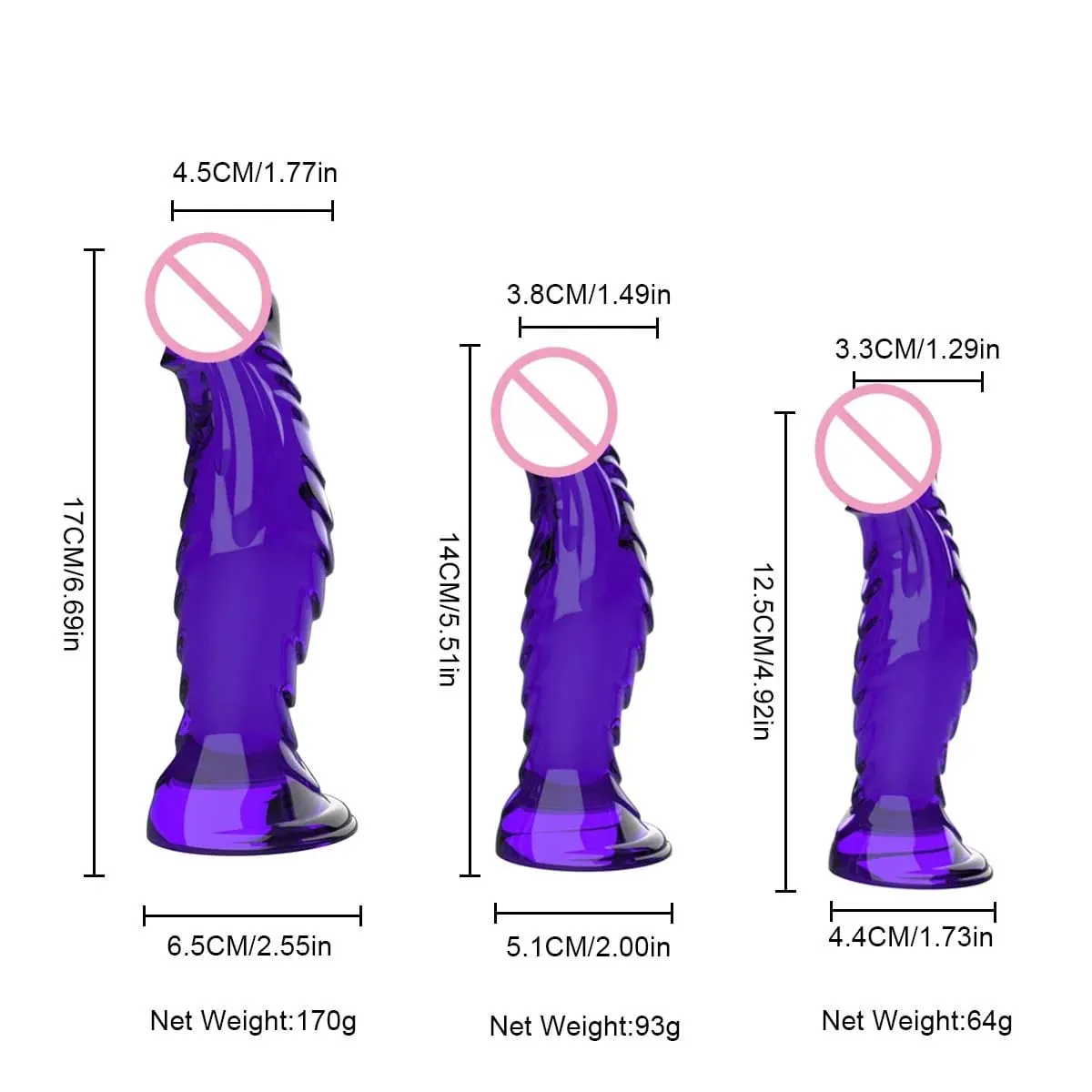Crystal Clear Spiral Glass Dildo with Strong Suction Cup Base Transparent Realistic Anal Vaginal Sex Toy for Women Men Couples