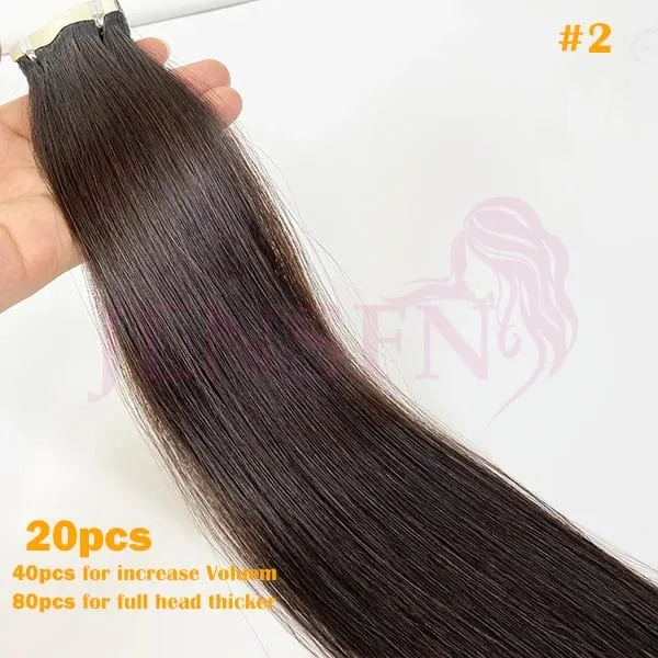 Mini Tape In Hair Extensions 100% Natural Human Hair Remy Quality Straight Seamless PU Tape Ins Brown blonde For Salon