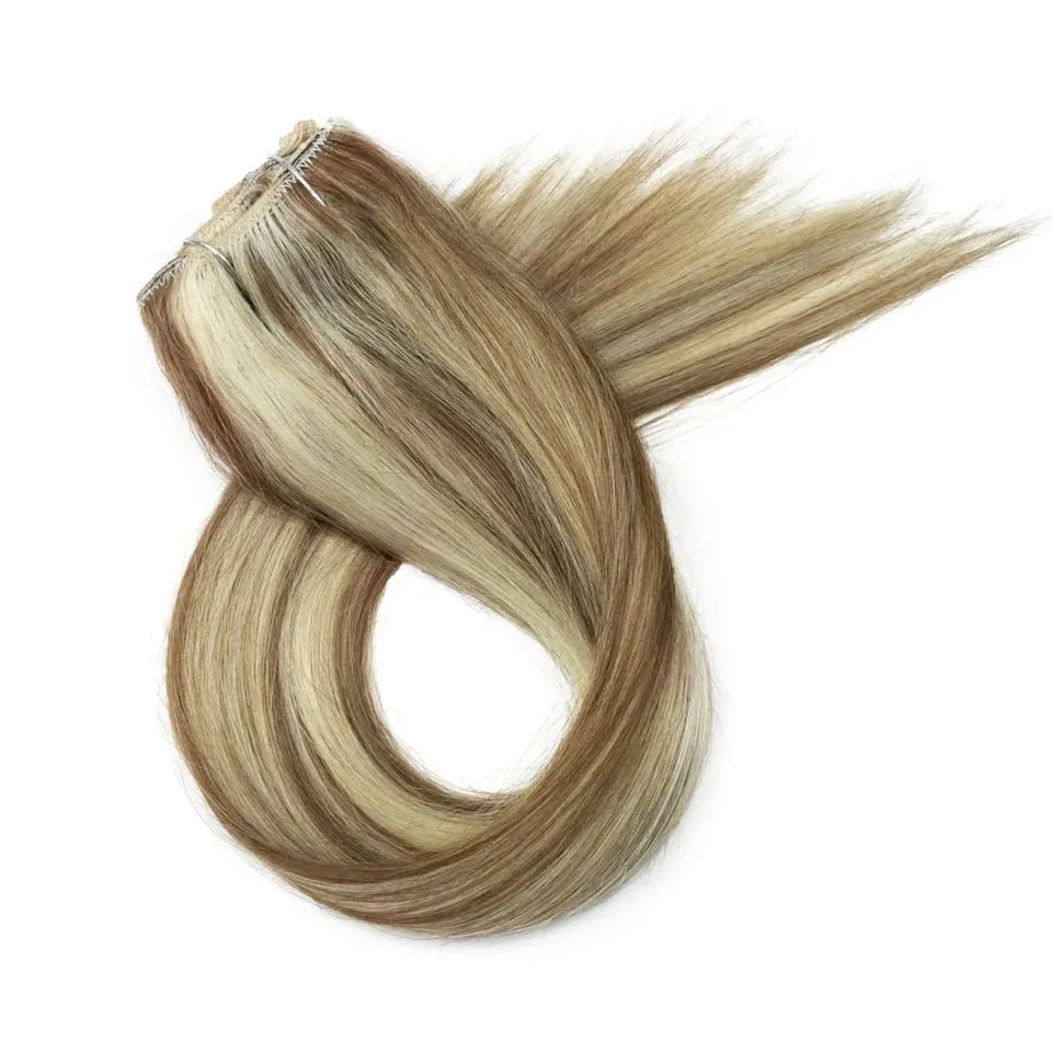 Rebecca Clip In Hair Extensions Human Hair Straight Clip In Blonde P6/613 P8/613 P27/613 P4/27 Color Clip Ins Remy Hair 7Pcs Set
