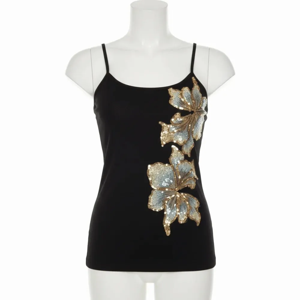 Casual Vintage Summer Tanks Sleeveless Black Camis Tops Bodycon Fit Floral Print Crop Vest Spring Summer