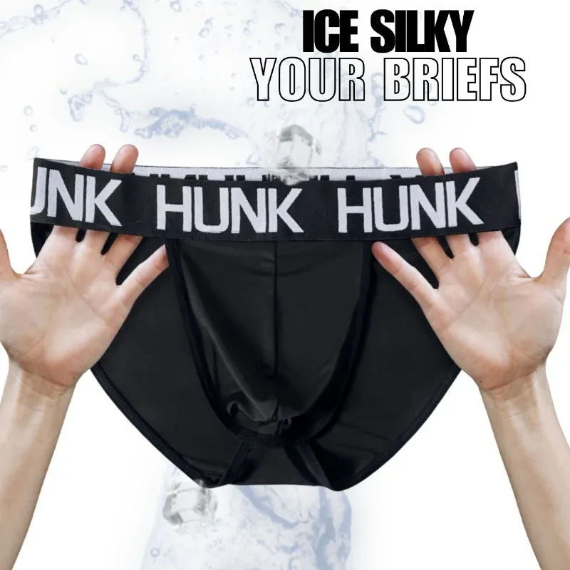 Cuecas de biquíni masculinas sexy, cintura baixa, corte alto, seda gelada, macia, leve, respirável, roupa íntima, treino esportivo, cueca única diária — image 11