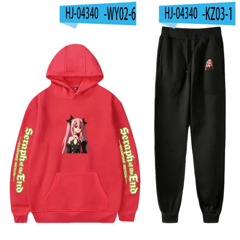 Harajuku confortable Seraph de la fin imprimé sweat-shirt pantalons de survêtement costume à capuche + pantalon costume garçons/filles 2 pièces ensemble vêtements