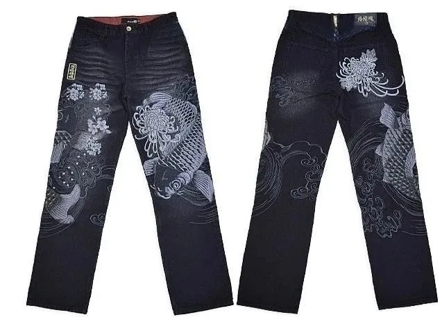 Vintage Japanese Selvedge Jeans Man Y2K High-end Brand Natural Indigo Dip Dyeing Harajuku Mopping Pants