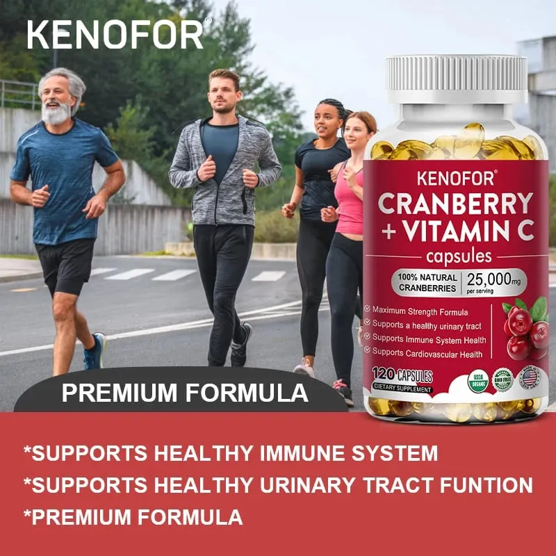 Cranberry Supplement with Vitamin C 25 000mg Immune & Antioxidant Support Women Urinary Tract Health Supplement Non-GMO