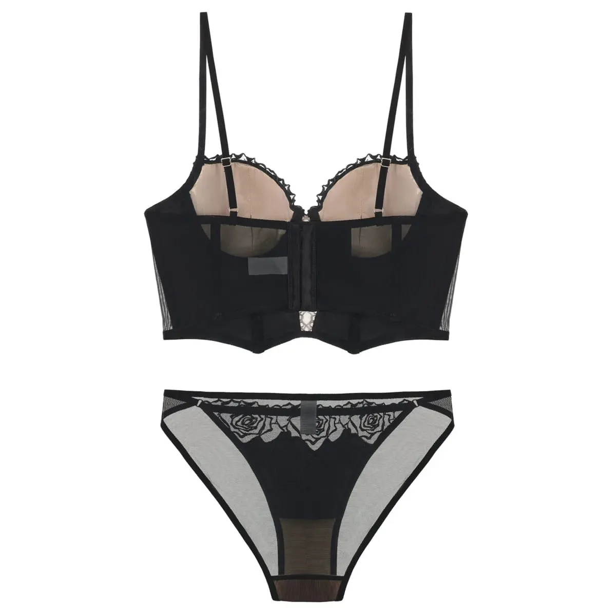 Women Sexy Lace Push Up Bra Set Flower Embroidery Lingerie Bra Snd Panty Set Elegant Ladies Padded Underwear