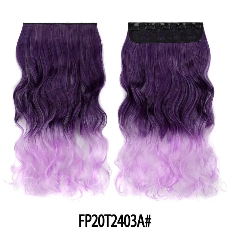 Water Wavy Clip in Hair Extension Synthetic Hair Highlight Silky Soft Natural Look with Invisible Lace Weft Hairpieces for Women