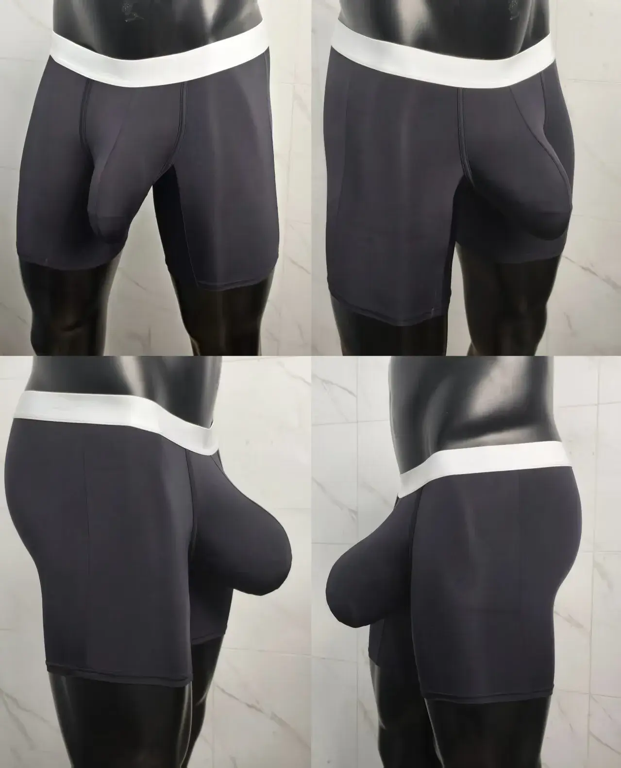 Men Ice Silk Boxer Briefs Deep U Convex Pouch Breathable Cool Quick Dry Sports Running Underwear Anti Chafe Seamless Underpants
