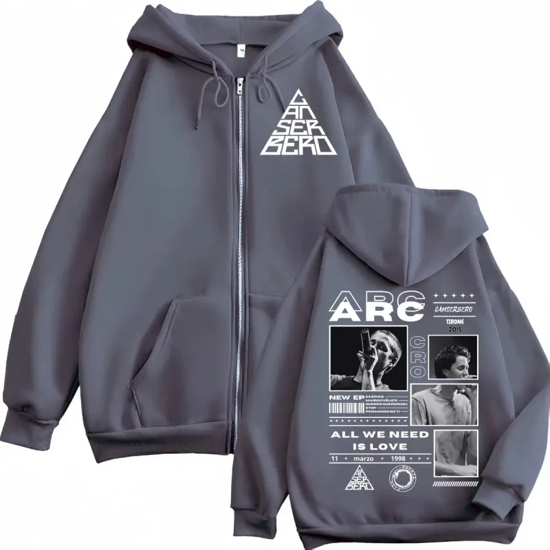 Canserbero Alles wat we nodig hebben is liefde Muerte Vida Merch Rits Hoodie Herenmode Hip Hop Zip Up Sweatshirts Casual Fleece Truien
