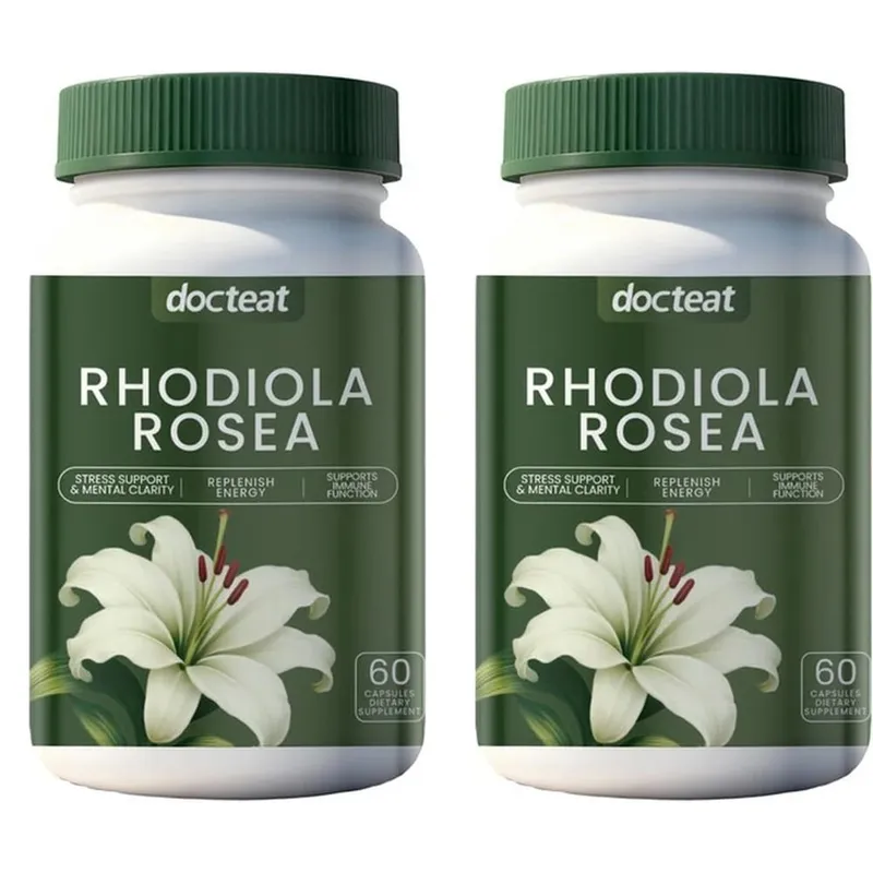 Docteat Rhodiola Rosea Capsules with 3% Salidrosides and 1% Rosavins Supports Mental Clarity & Replenishes Energy 60 Capsules