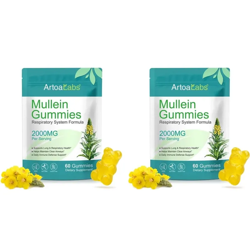 ArtoaLabs Mullein Gummies 2000mg 50:1 Extract for Respiratory Health & Clear Airways Supports Daily Immune Defense 60 Gummies