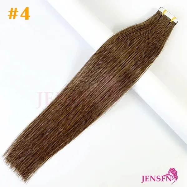 High Quality Tape In Hair Extensions 100% Remy Really Human Hair Brown Blonde Straight Seamless PU Skin Tape Ins Womem
