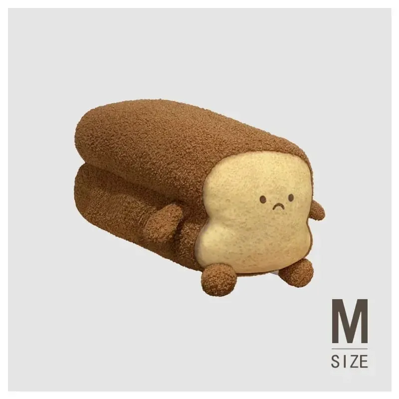 Soft Toast Shaped Stuffed Cushion Emotion Face Design Home Living Room Decoration Kids Daily Rest Practical Birthday Gift Pillow