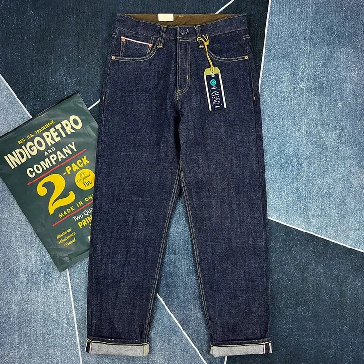 16oz hoge kwaliteit roze Selvadge denim jeans voor mannen katoen gewassen broek rauwe blauwe Amerikaanse vintage harde dikke rechte broek