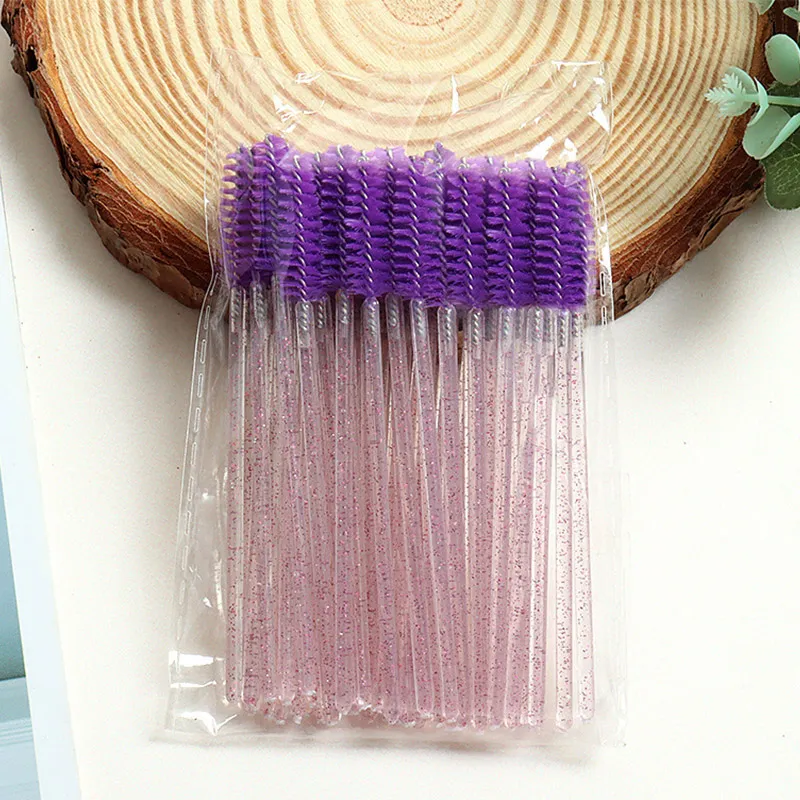 50pcs Crystal Rod Disposable Eyelash Brushes Eyelash Comb Eyebrow Comb Eyelash Curl Spiral Multi purpose Portable Makeup Brush