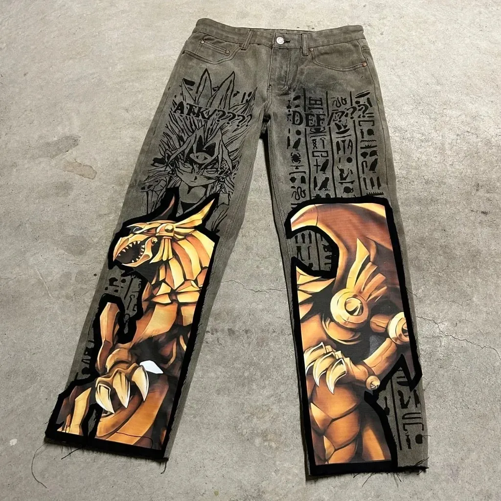 High Street Y2k Baggy Zoro Knife Jeans Vintage Wide Leg Denim Pants Popular Jeans Streetwear Harajuku Trouser Men Clothing