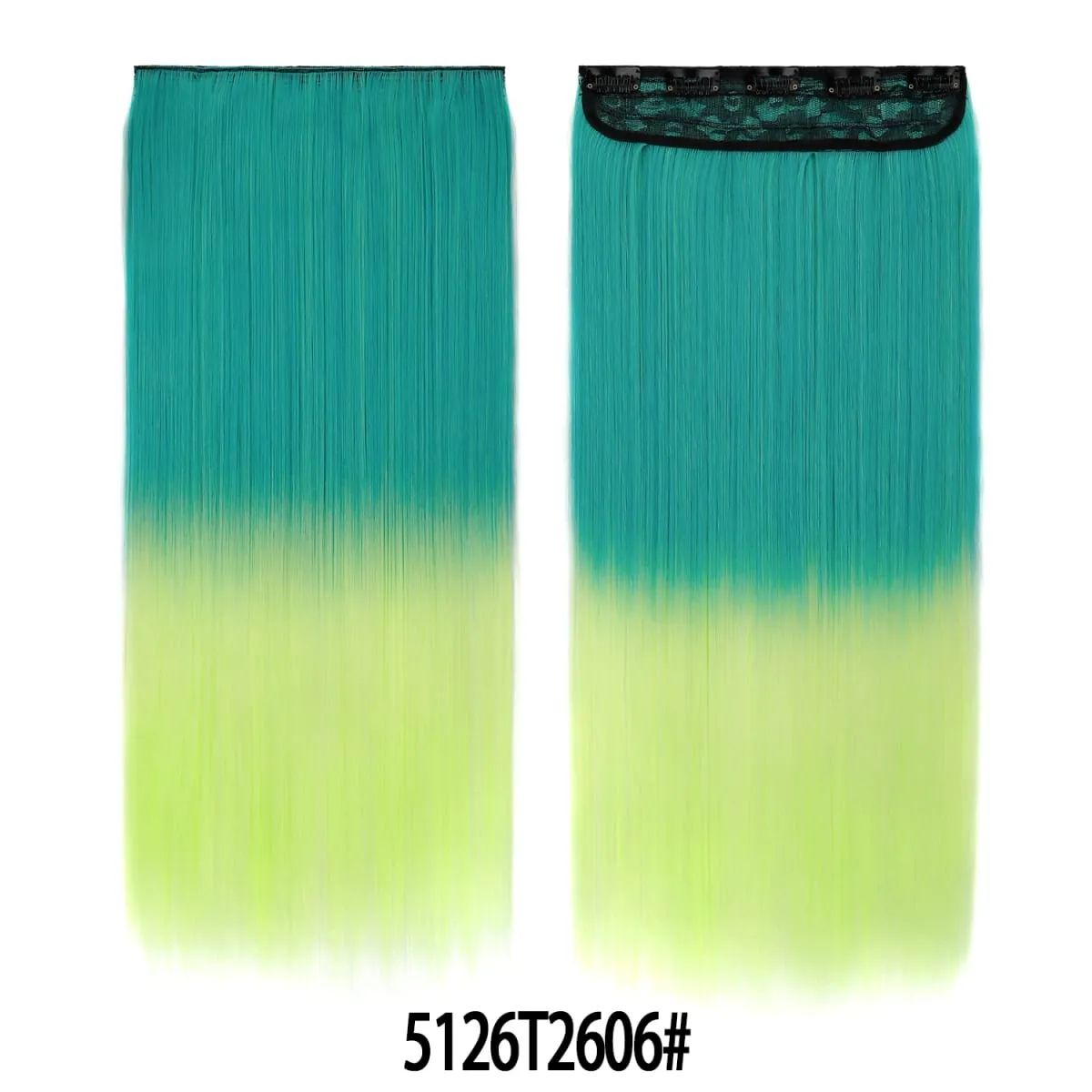Jeedou Rainbow Hairpieces Clip In Hair Extension One Piece With 5Clips Ombre Color Straight Hair Wig For Girls Halloween Cosplay