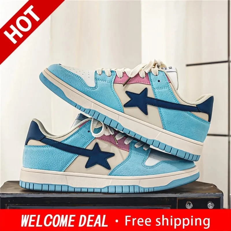 Men Women Classic Skateboard Shoes Casual Sneakers Flat Non‑Slip Breathable Fashion Street Style Board Shoes for Daily Outdoor W