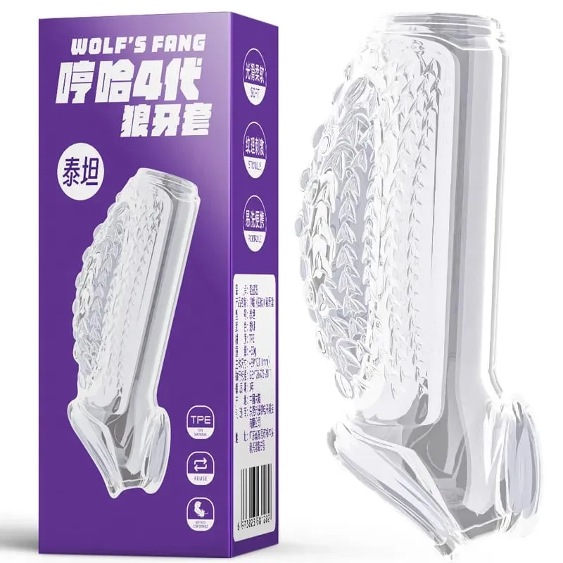 Penile Condom Male Transparent Particles Sheath Male Penis Sleeve Silicone Sex Toys Sheath Stretchable Cock Enlargement