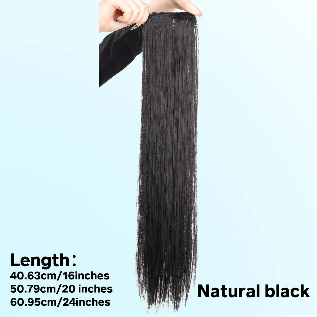 1pcs synthetic 16“20"24“ clip hair extension piece wig women's lightweight top replacement long straight hair