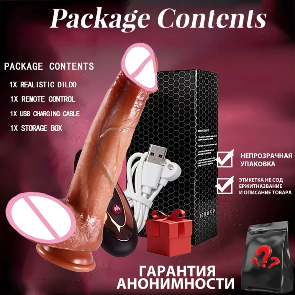 Dildo - 9.0 inch Telescopic Dildo Vibrator Sex Toy - with 10 Insertion And 10 Vibration And Heating Modes Realistic Dildo for G-Spot Anal Stimulation Silicone Dildo Remote Control Female Couple Adult Sex Toy