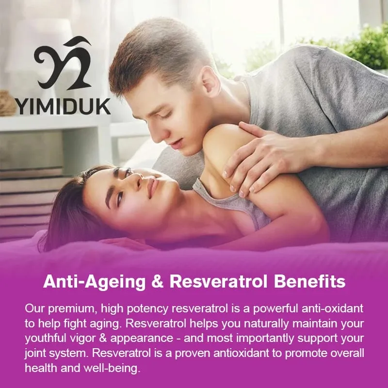 Resveratrol 1450mg Trans-Resveratrol Antioxidant Supplement Support Cardiovascular Digestive Joint Health & Immune System