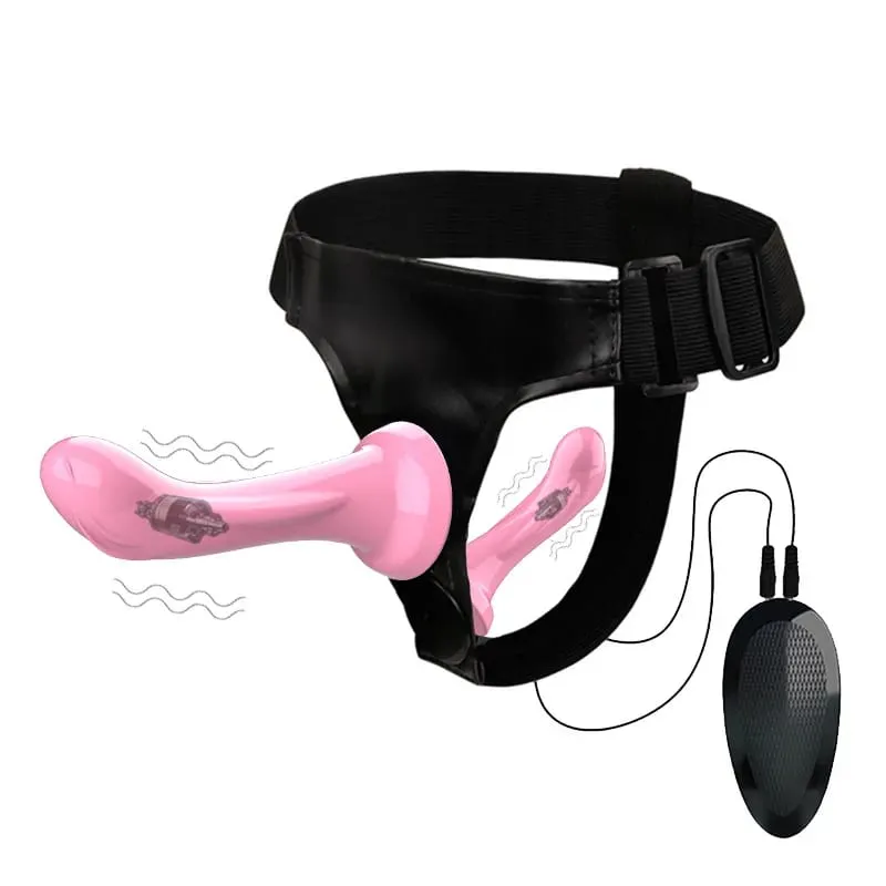 Vibrating Double Penetration Strap On Dildo Harness Adjustable Belt Dual Ended Anal Plug Sex Toy for Couples Remote Control A