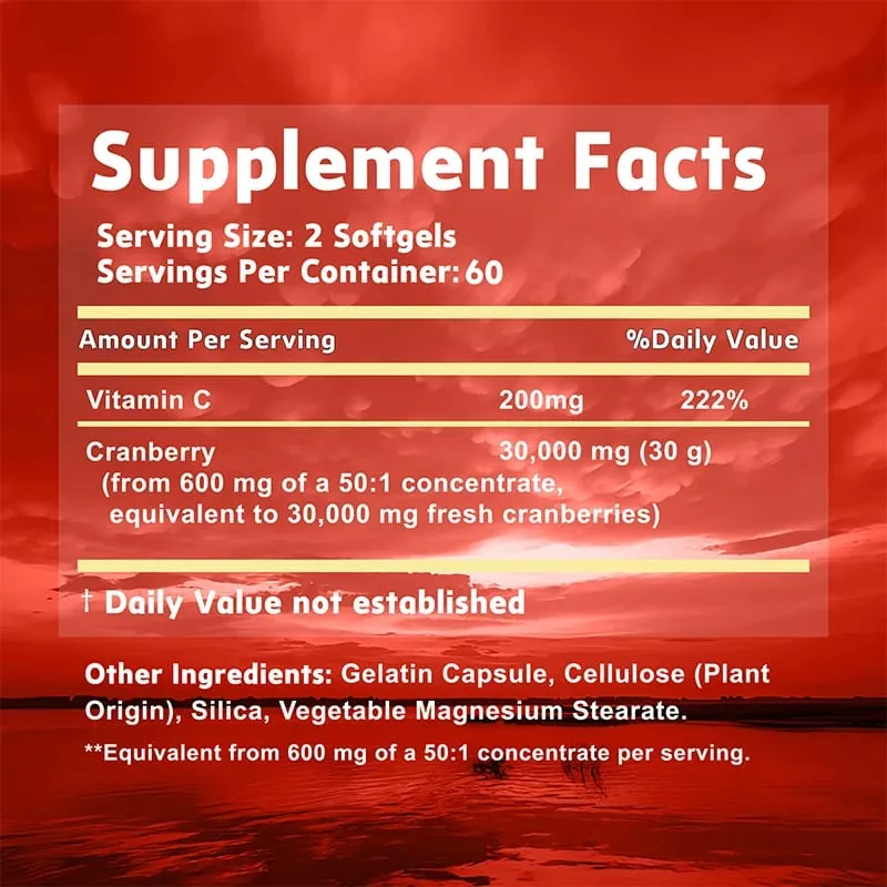 Cranberry Capsules - Beauty and Skin Care Urinary Tract Health Anti-aging Eye Protection Improve Appetite