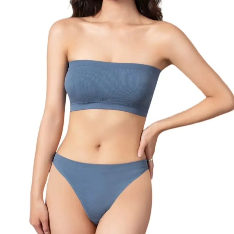 Ensemble soutien-gorge et culotte sans bretelles pour femmes, soutien-gorge Bandeau, taille haute, string, sous-vêtements sans couture, soutien-gorge Tube Sexy, ensemble de Lingerie Sexy, M-XL
