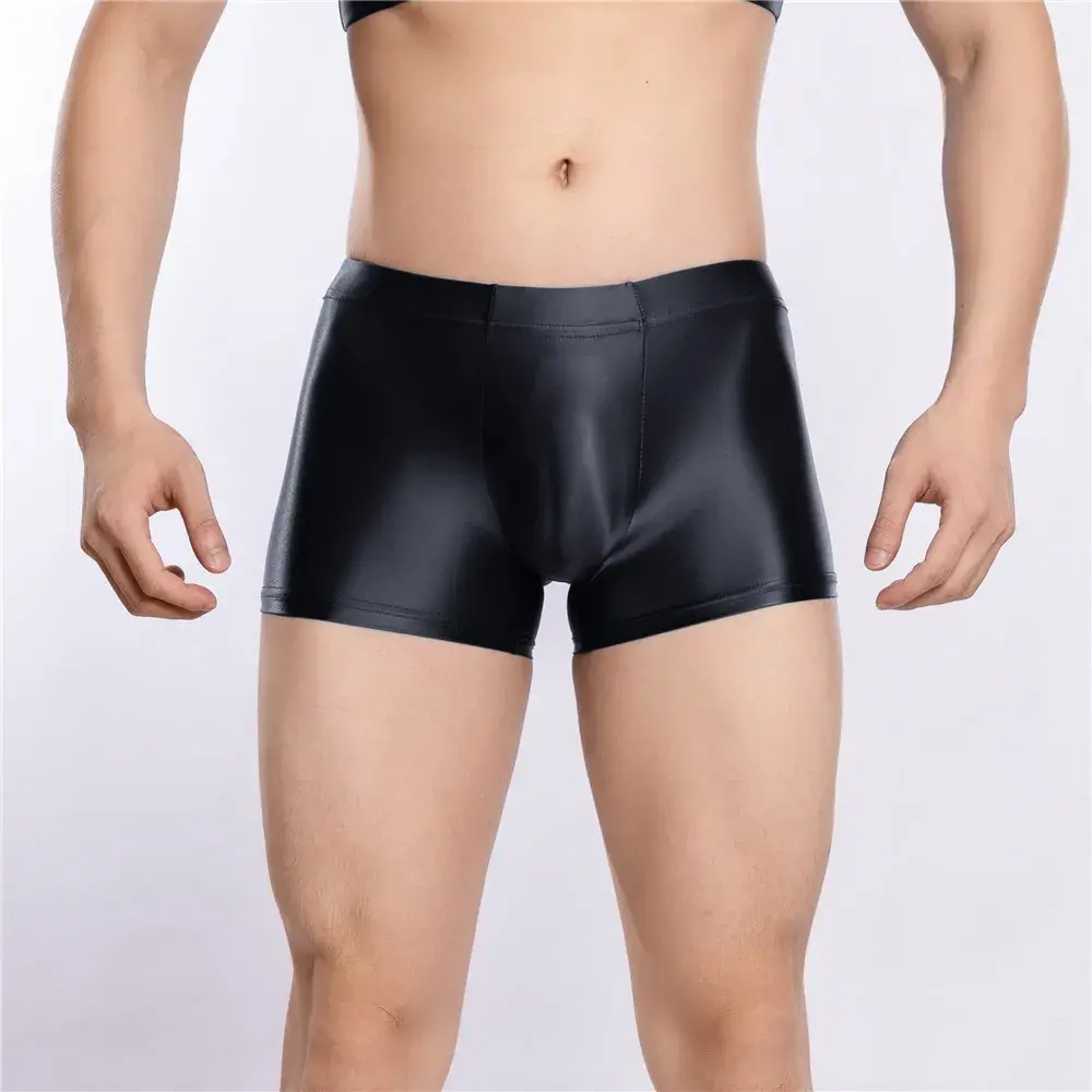 Sexy Men Hot Short Panties U Bulge Pouch Boxer Oil Shiny Glossy Smooth Lingerie Candy Color Underwear Breathable Briefs