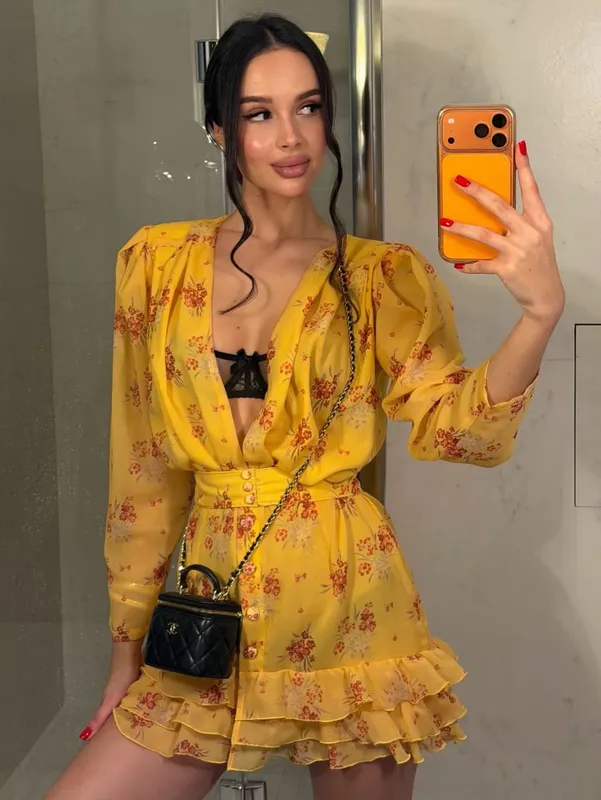 Collection Of Popular Printed Short Dress Deep V Neck A-line Bodycon Party Dresses 2026 Lady Spring Summer Vacation Outfits New