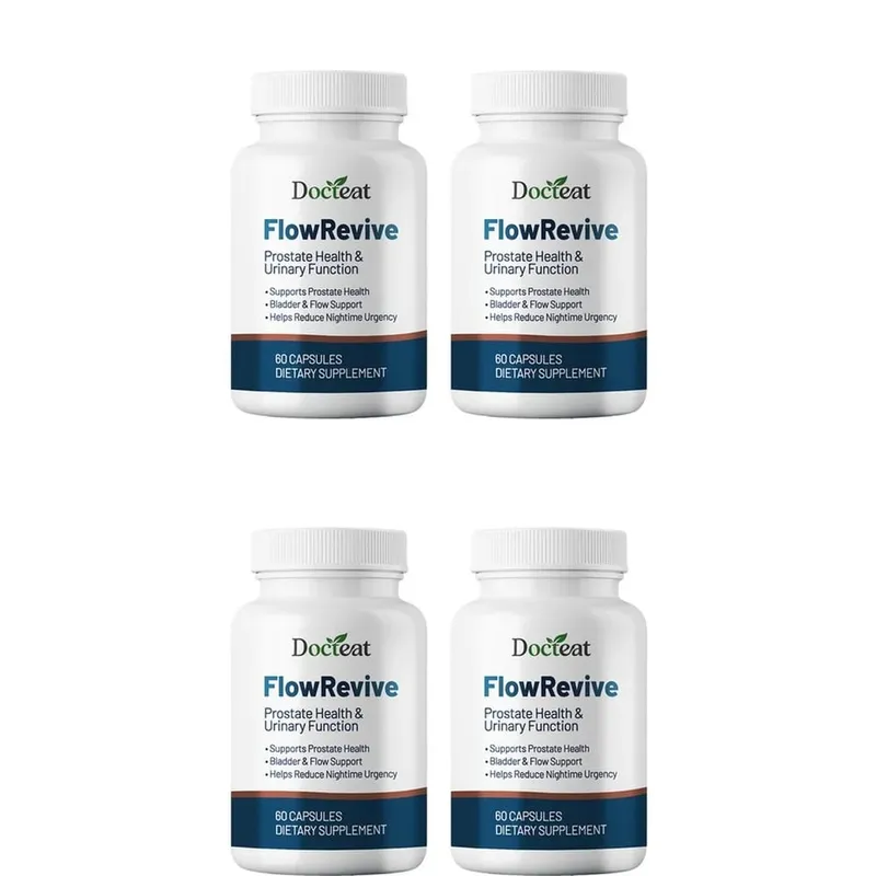 Docteat FlowRevive Prostate Health Urinary Function Botanical Capsules with Saw Palmetto and Pygeum Bark Extract 60 Capsules