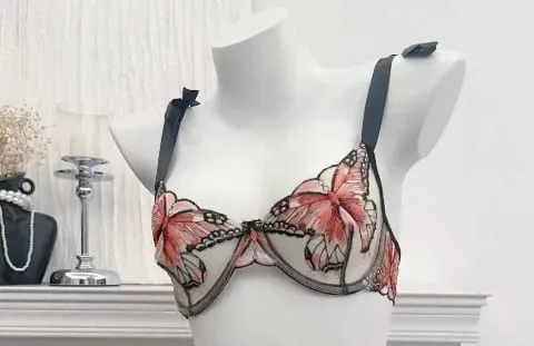 French Luxury Embroidery Sheer Lace Lingerie Set Lift Thin Cup Plus Size Big Bust Minimize Soft Transparent Intimate Wear 34-40