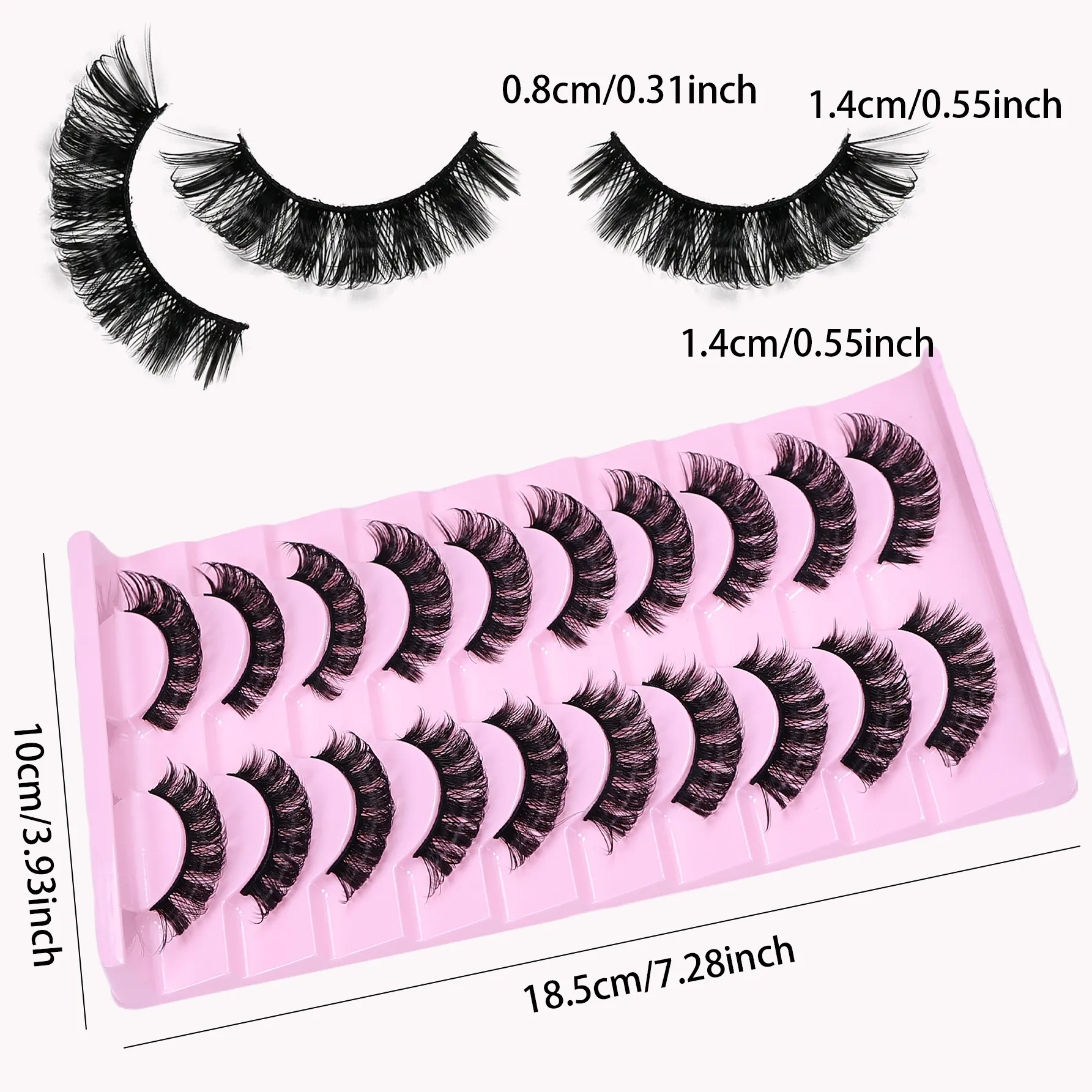 10 Pairs DD Curl Lashes Fluffy Volume Faux Mink False Eyelashes Dramatic Messy Fake Lashes Reusable For Women Eye Makeup