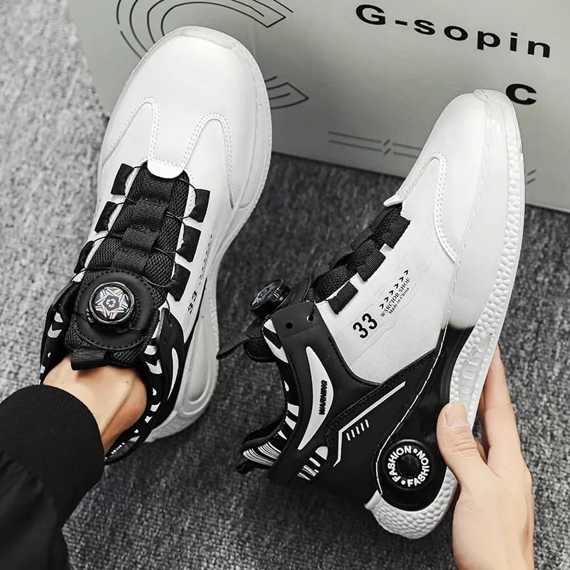 Mens's Sneakers with Rotating Buckle Comfy Non Slip Lace up Durable Shoes for Mens Outdoor Activities Sports Shoes Tenis Zapatos