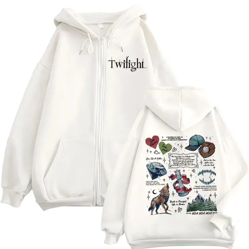 Movie Twilight Vampire Wolf Romance Zipper Hoodies Edward Cullen Men's Women Clothing Fashion Hip Hop Zip Up Hooded Sweatshirts